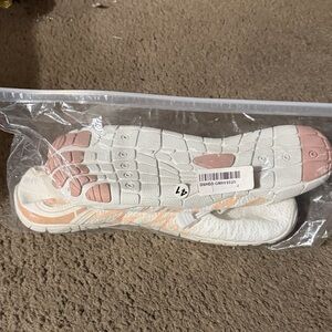 Women's White and Pink Sneakers